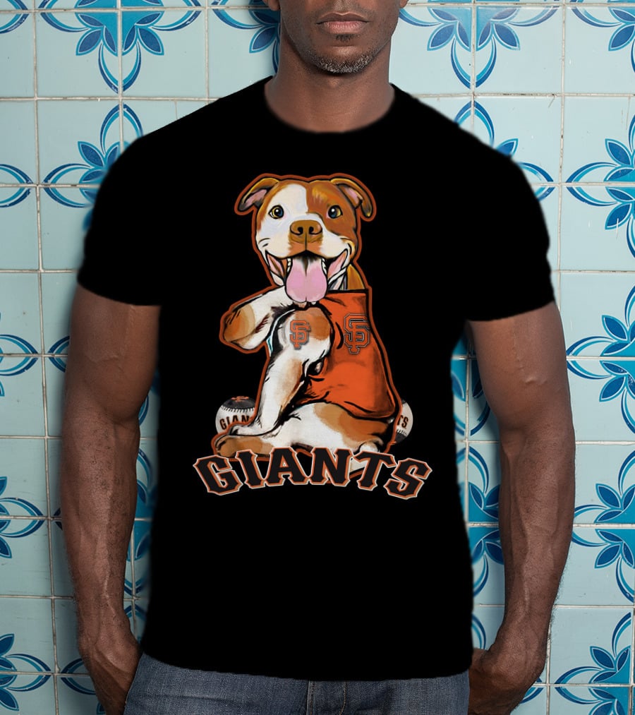 Pittbull San Francisco Giants Dog Logo Orange And Black T-Shirt