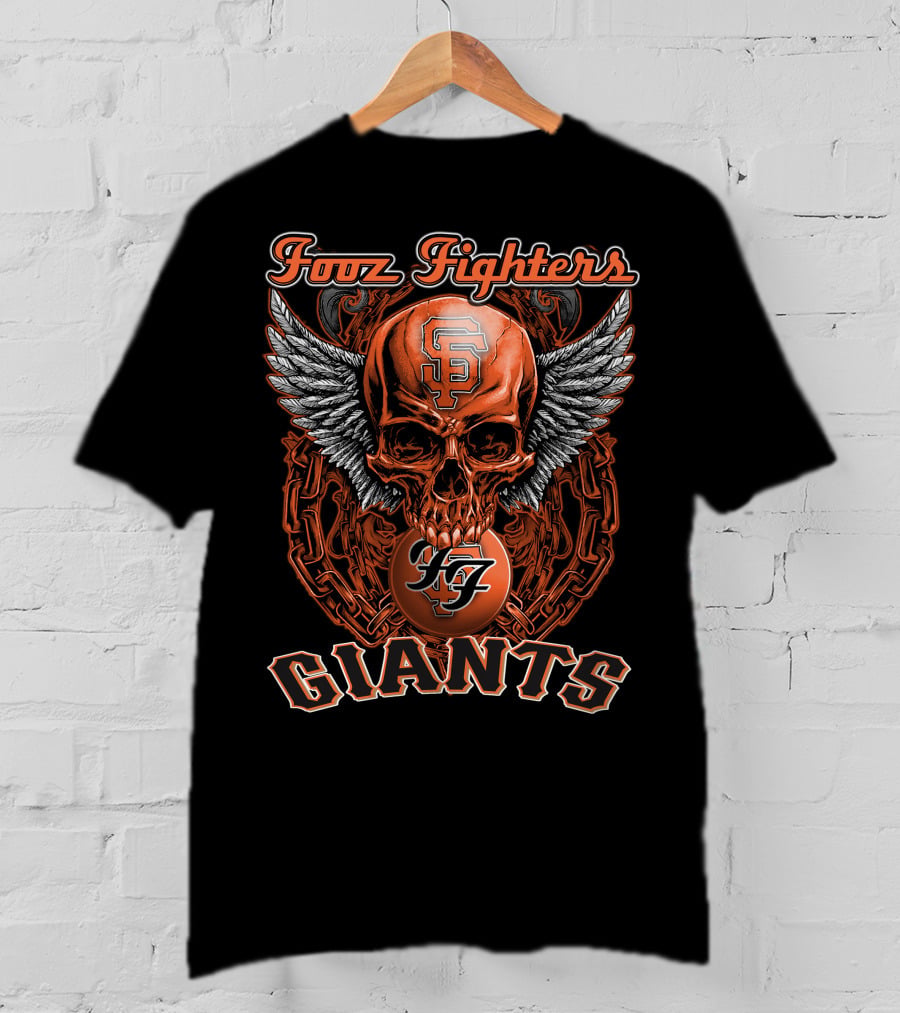 Foo Fighters SF Giants Skull Wings Chains T-Shirt
