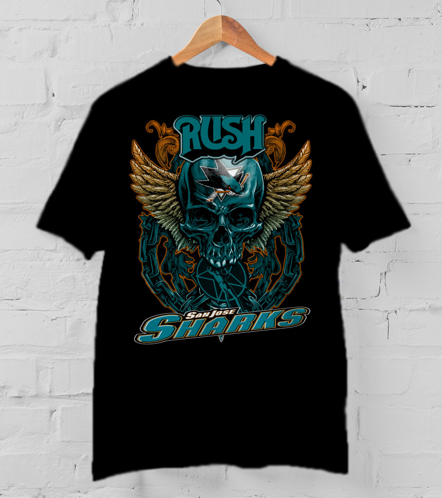 Rush San Jose Sharks Skull Winged Emblem T-Shirt