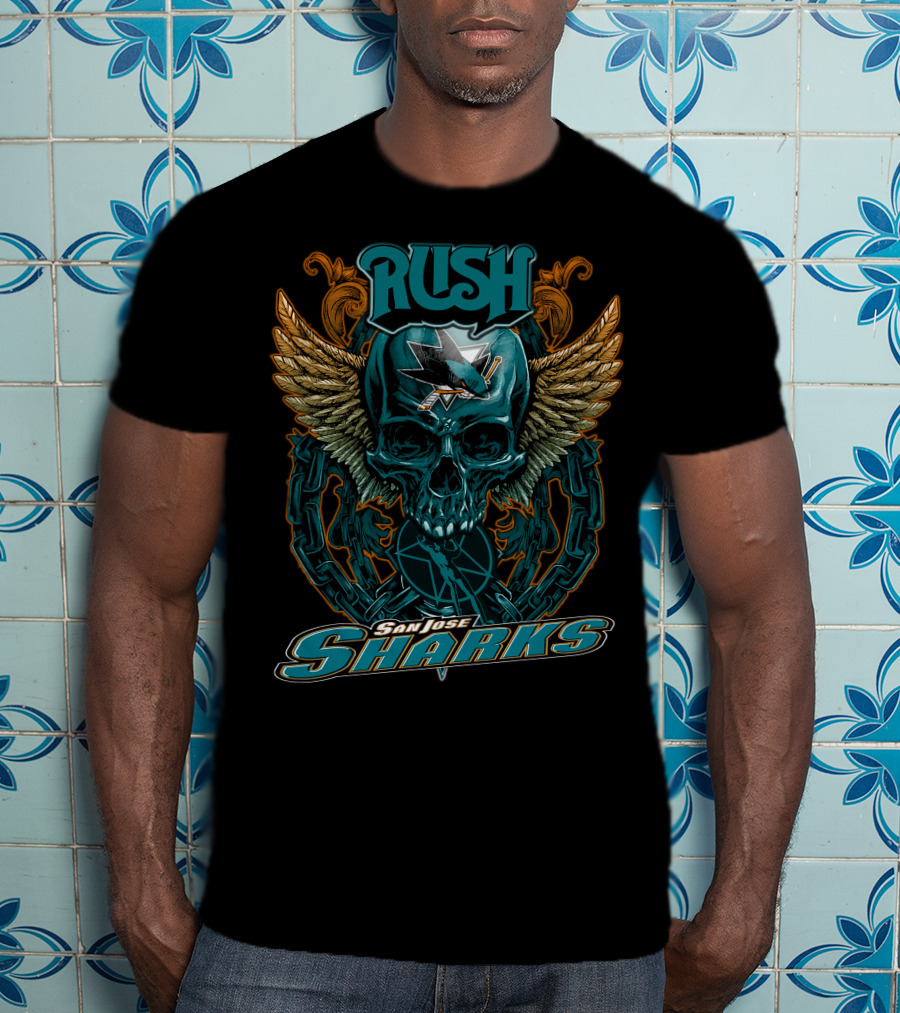 Rush San Jose Sharks Skull Winged Emblem T-Shirt