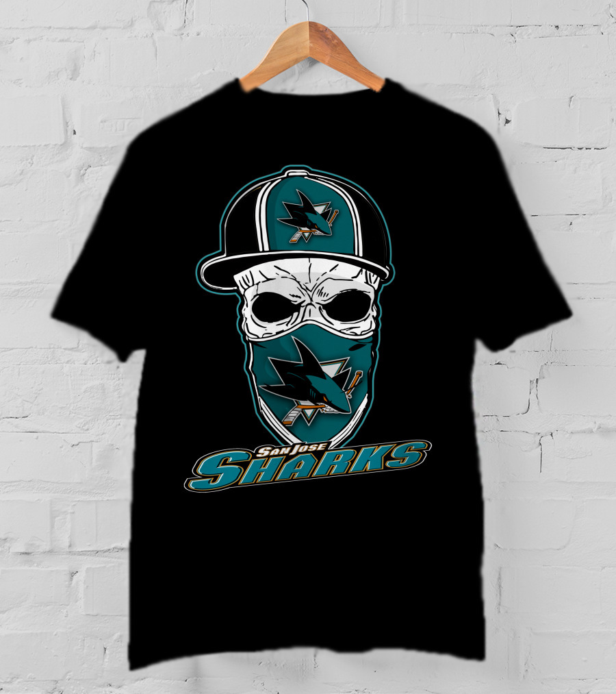 San Jose Sharks Skull Hat T-Shirt