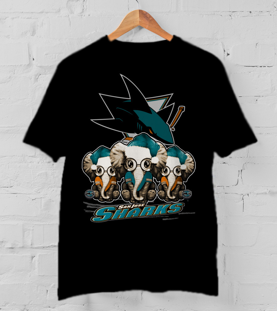 San Jose Sharks Elephants Xmas Trio T-Shirt