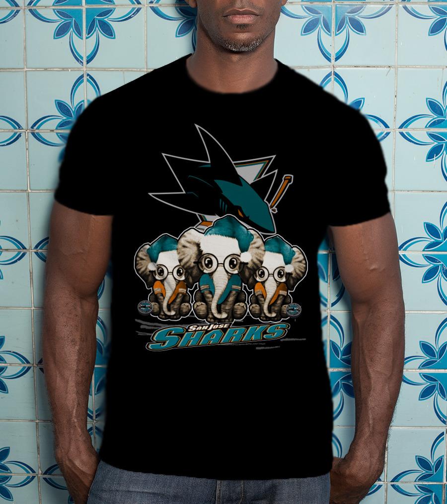 San Jose Sharks Elephants Xmas Trio T-Shirt