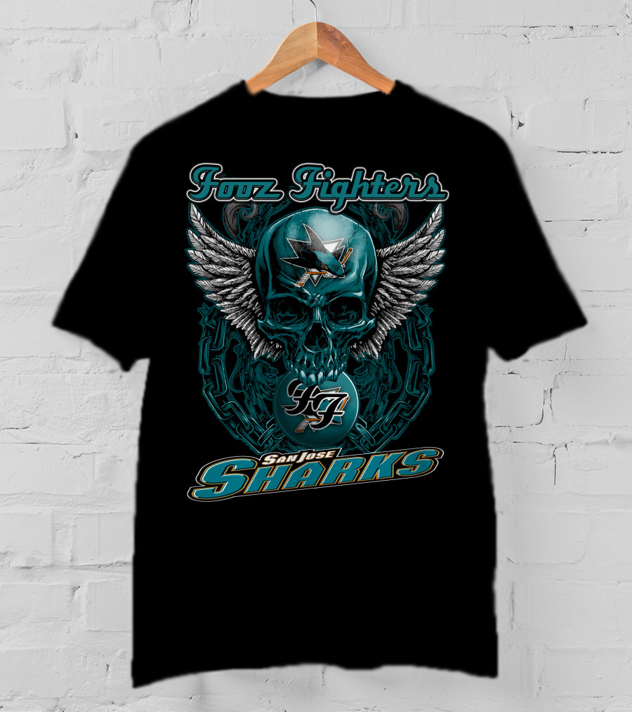 Foo Fighters San Jose Sharks Skulls With Wings T-Shirt