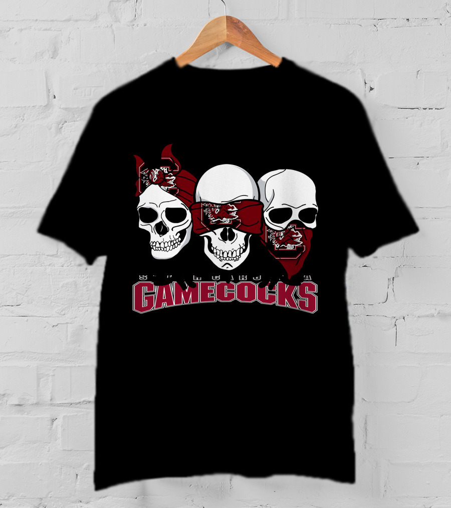 3 Skull Gamecocks Bandana South Carolina T-Shirt