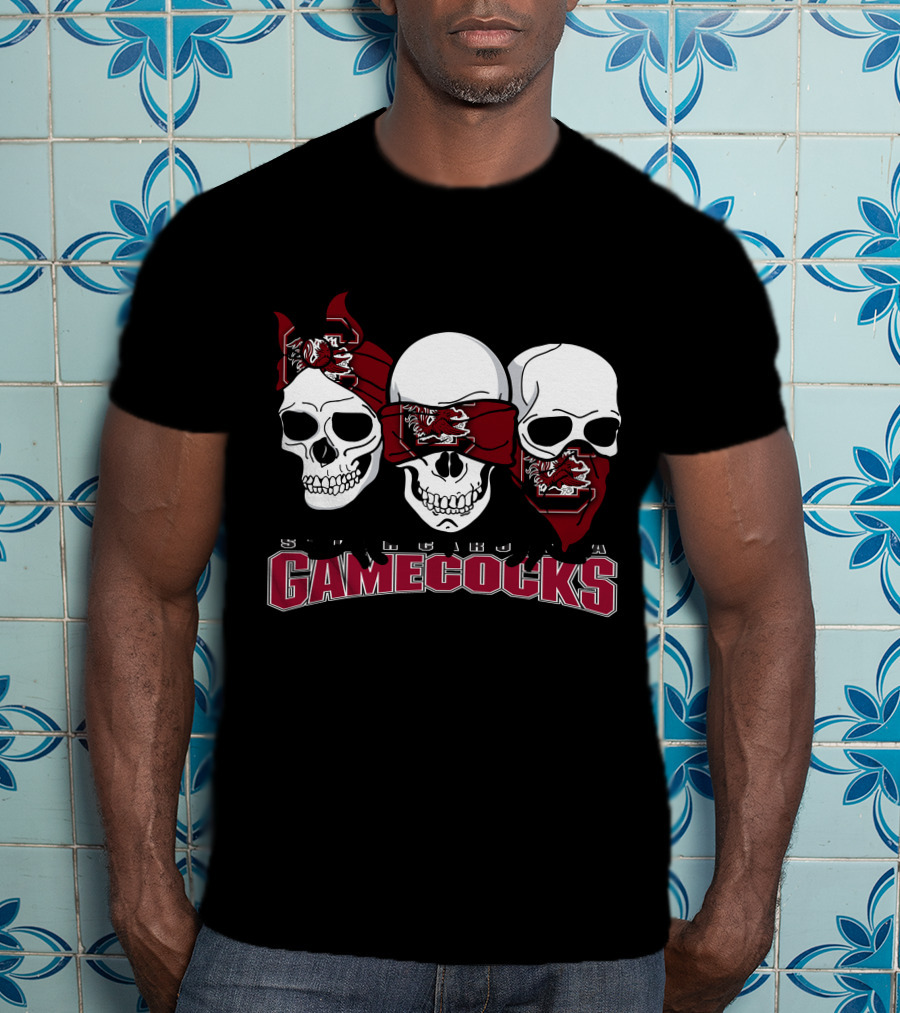 3 Skull Gamecocks Bandana South Carolina T-Shirt