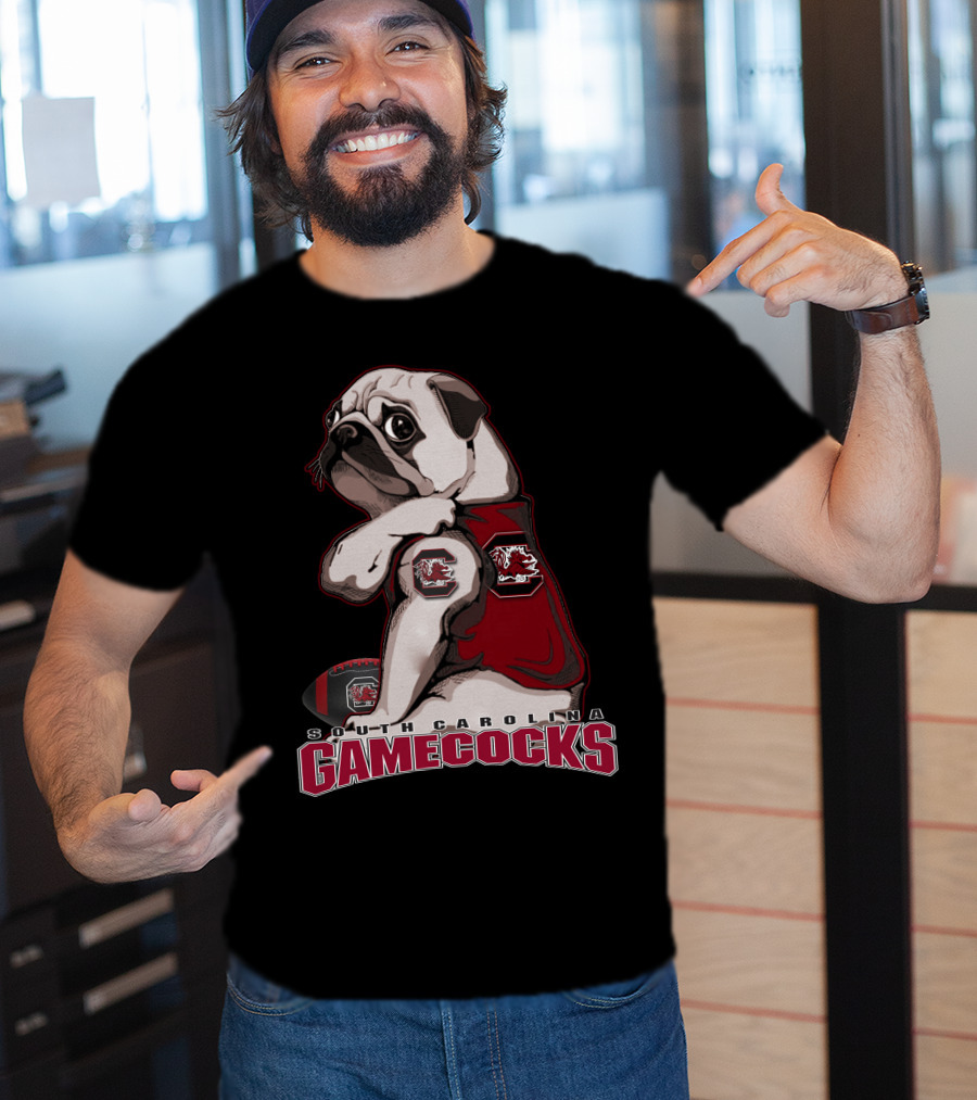 Pug Wearing South Carolina Gamecocks Football Jersey T-Shirt