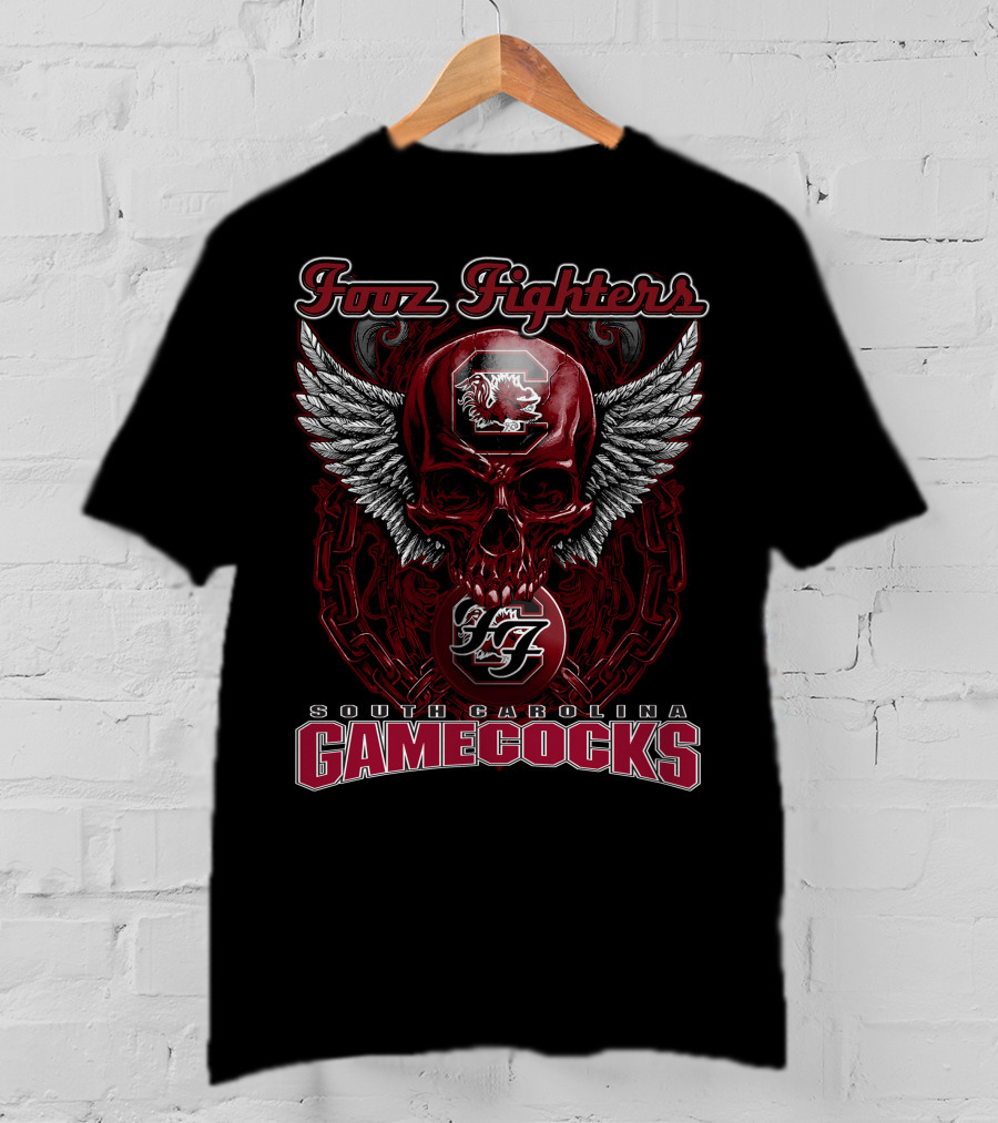 Fooz Fighters South Carolina Gamecocks Skull Wings T-Shirt