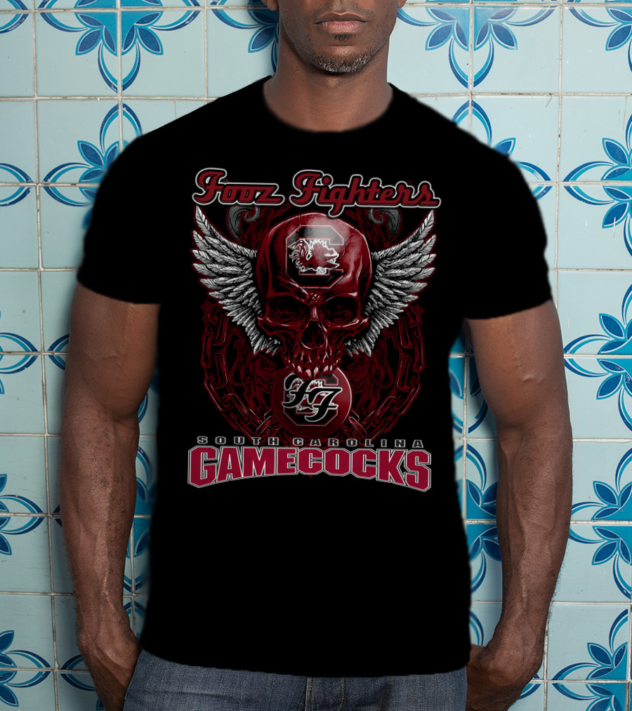 Fooz Fighters South Carolina Gamecocks Skull Wings T-Shirt