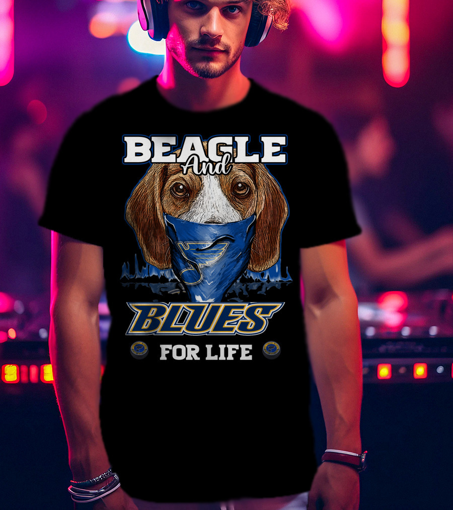 Beagle And Blues For Life St. Louis Blues Hockey T-Shirt