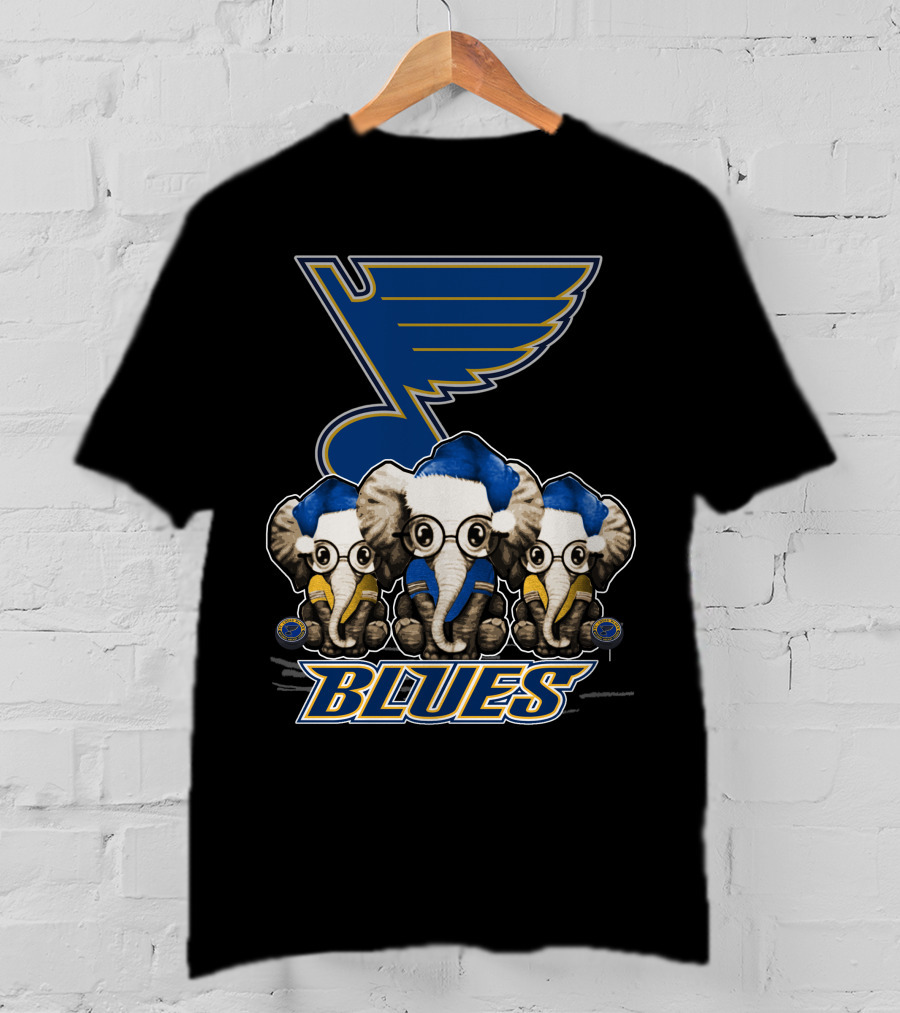 Elephan Xmas St. Louis Blues Hockey Elephants T-Shirt