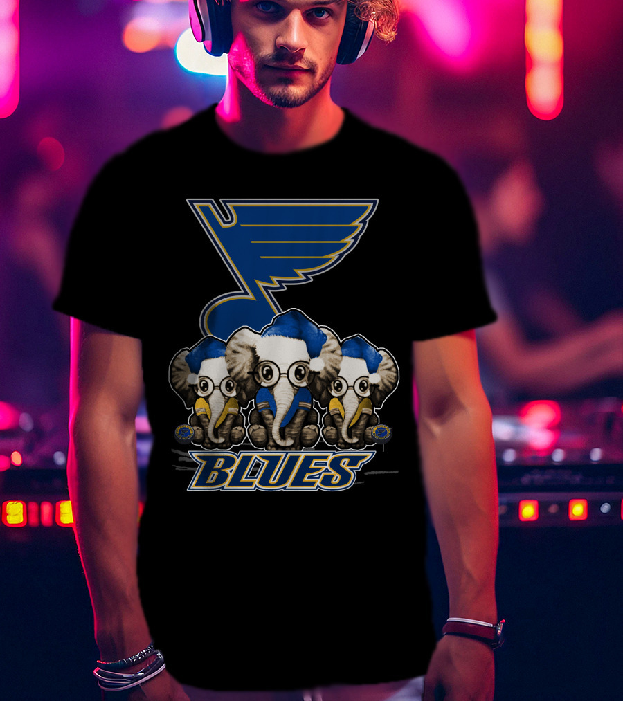 Elephan Xmas St. Louis Blues Hockey Elephants T-Shirt