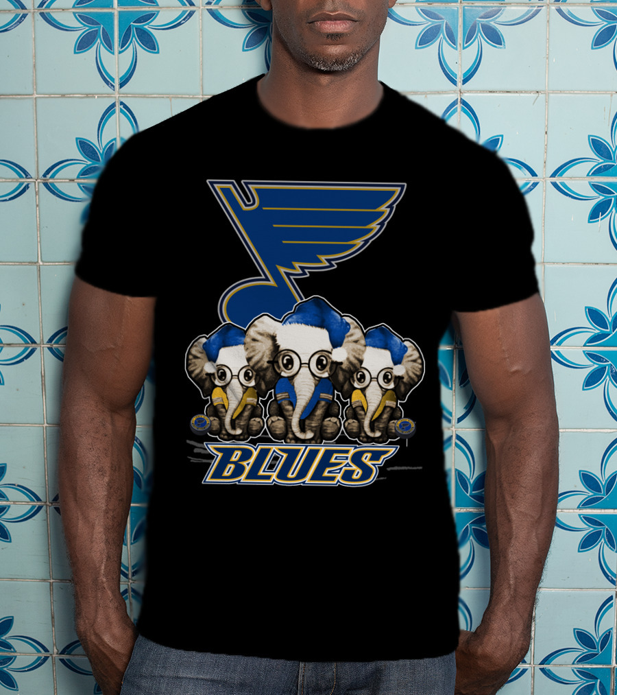 Elephan Xmas St. Louis Blues Hockey Elephants T-Shirt