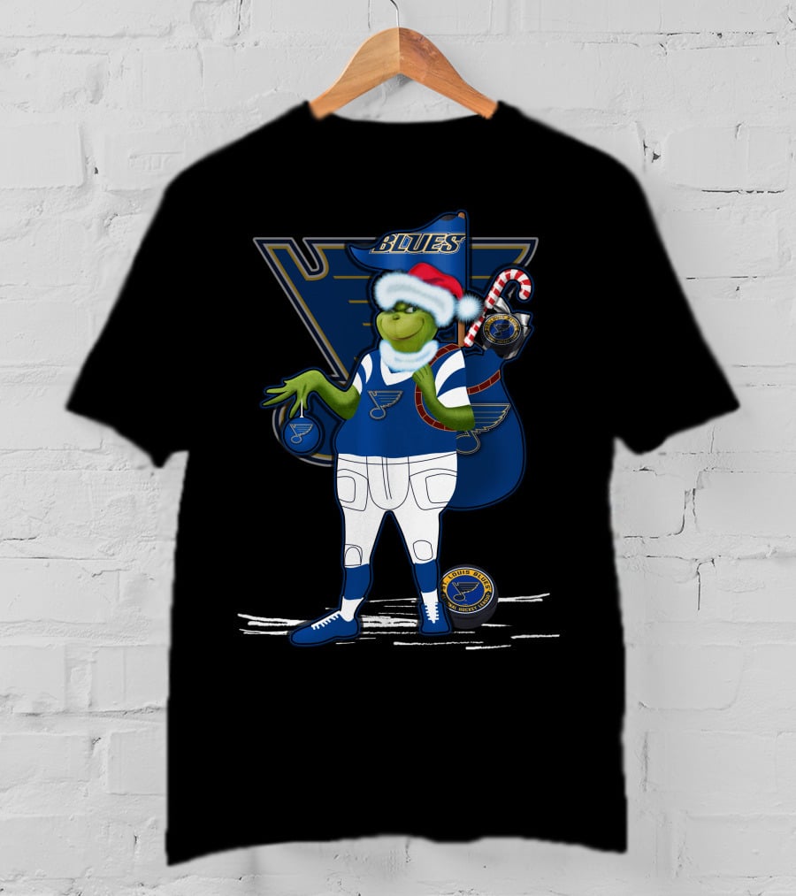 Grinchxmas St. Louis Blues Santa Hat Blues T-Shirt