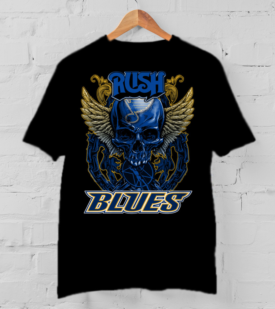 Rush St. Louis Blues Skull With Wings And Chains T-Shirt