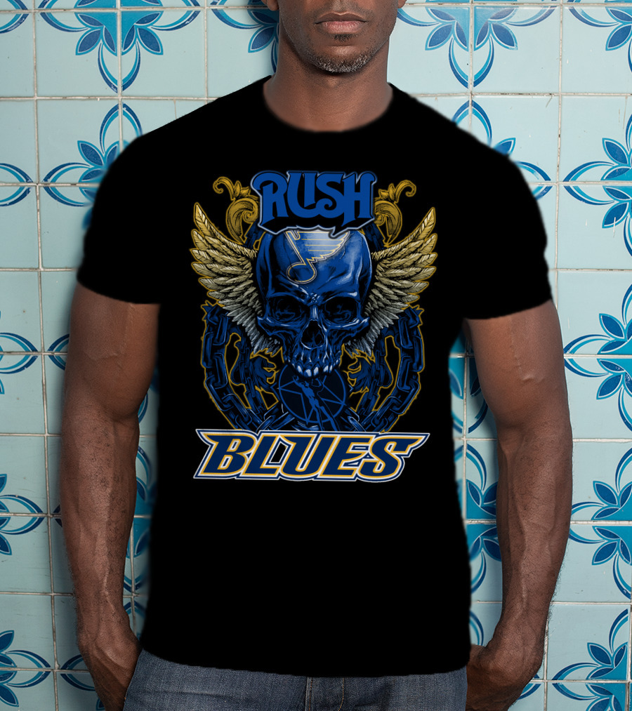 Rush St. Louis Blues Skull With Wings And Chains T-Shirt