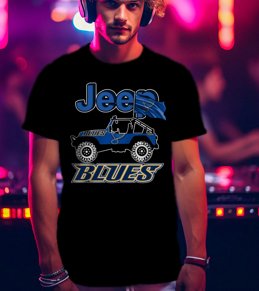 Jeep St. Louis Blues Flag And Vehicle Fan Gear T-Shirt