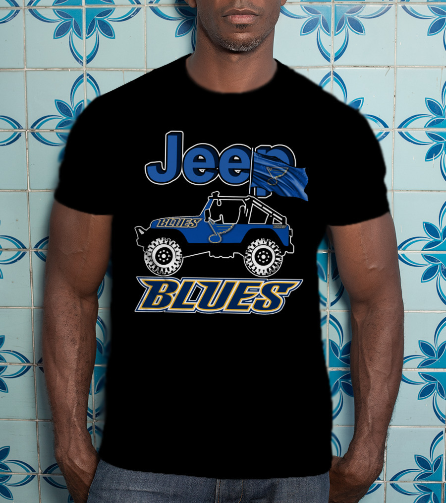 Jeep St. Louis Blues Flag And Vehicle Fan Gear T-Shirt