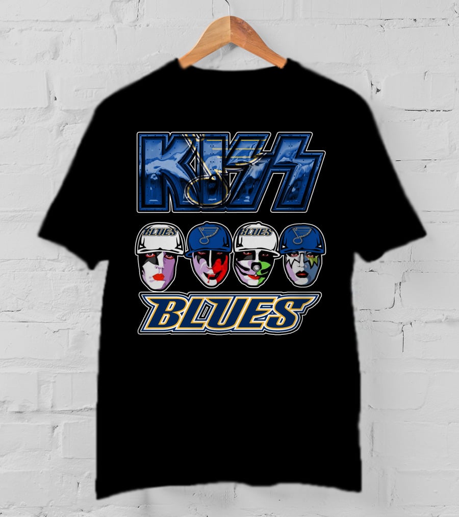 Kiss St. Louis Blues Logo Face Art Collaboration T-Shirt