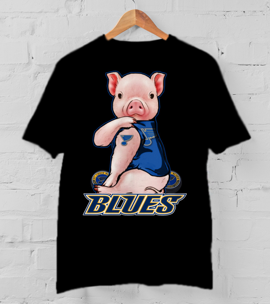 Pig Wearing St. Louis Blues Logo T-Shirt