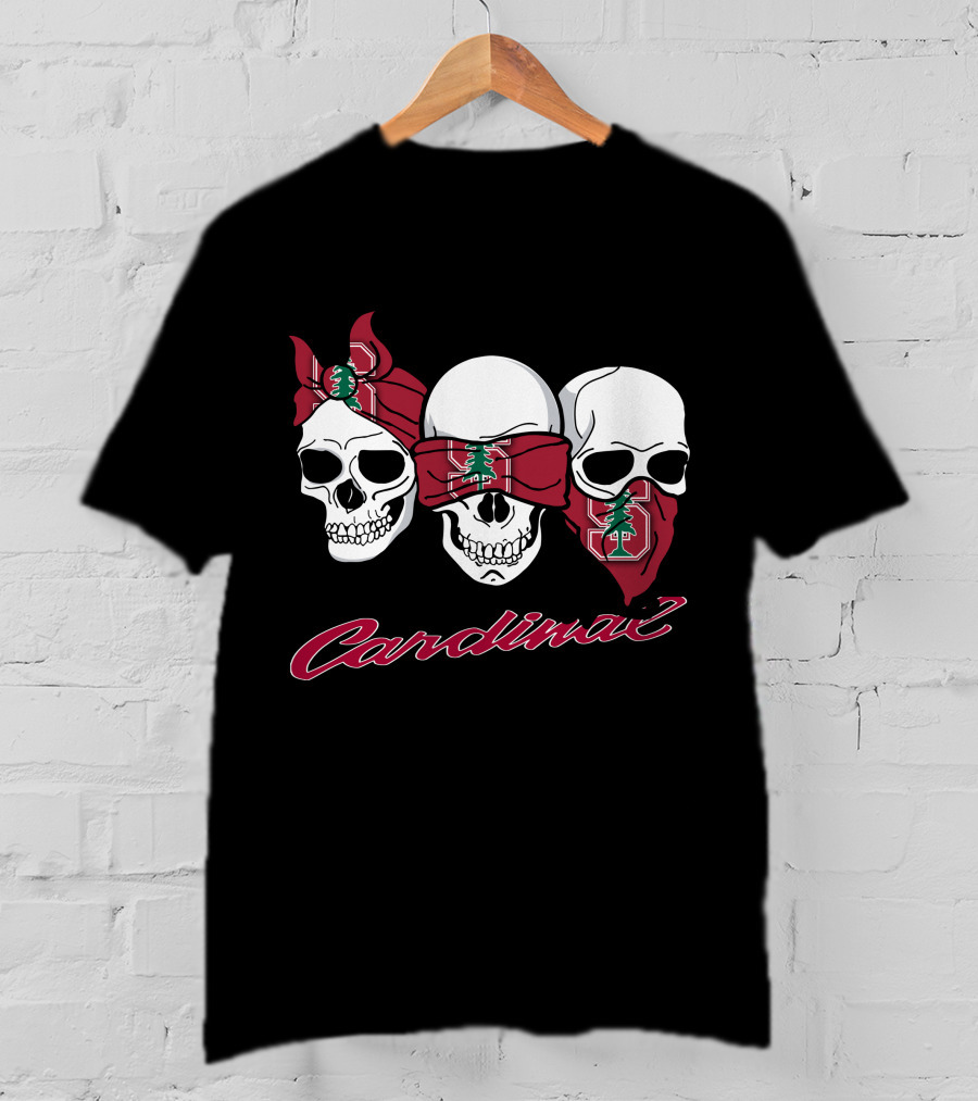 Cardinal Skull Trio With Stanford Tree Bandanas T-Shirt