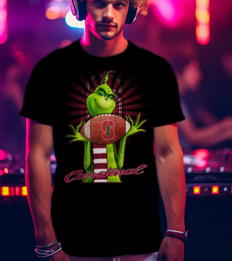 Grinch Holding Stanford Football Cardinal T-Shirt