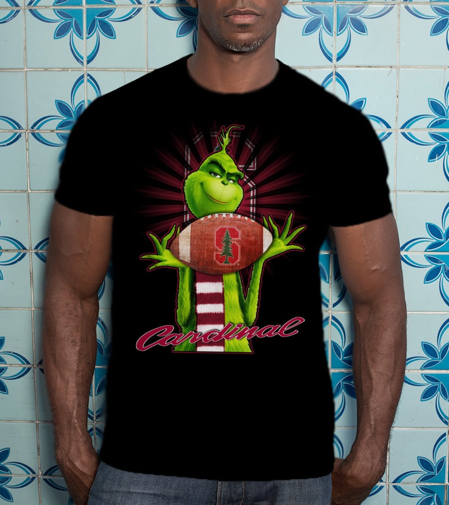 Grinch Holding Stanford Football Cardinal T-Shirt