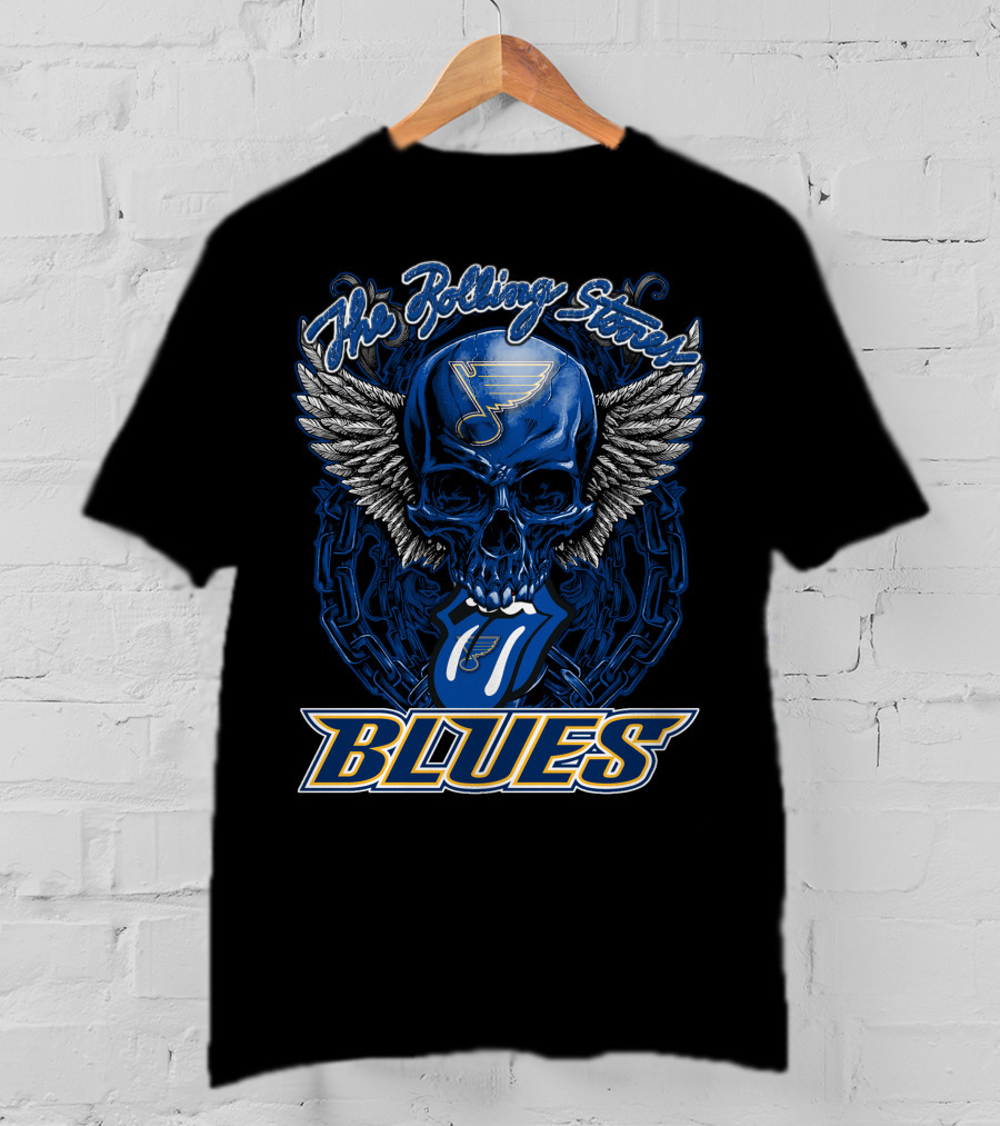 The Rolling Stones St. Louis Blues Skull Wings Tongue T-Shirt