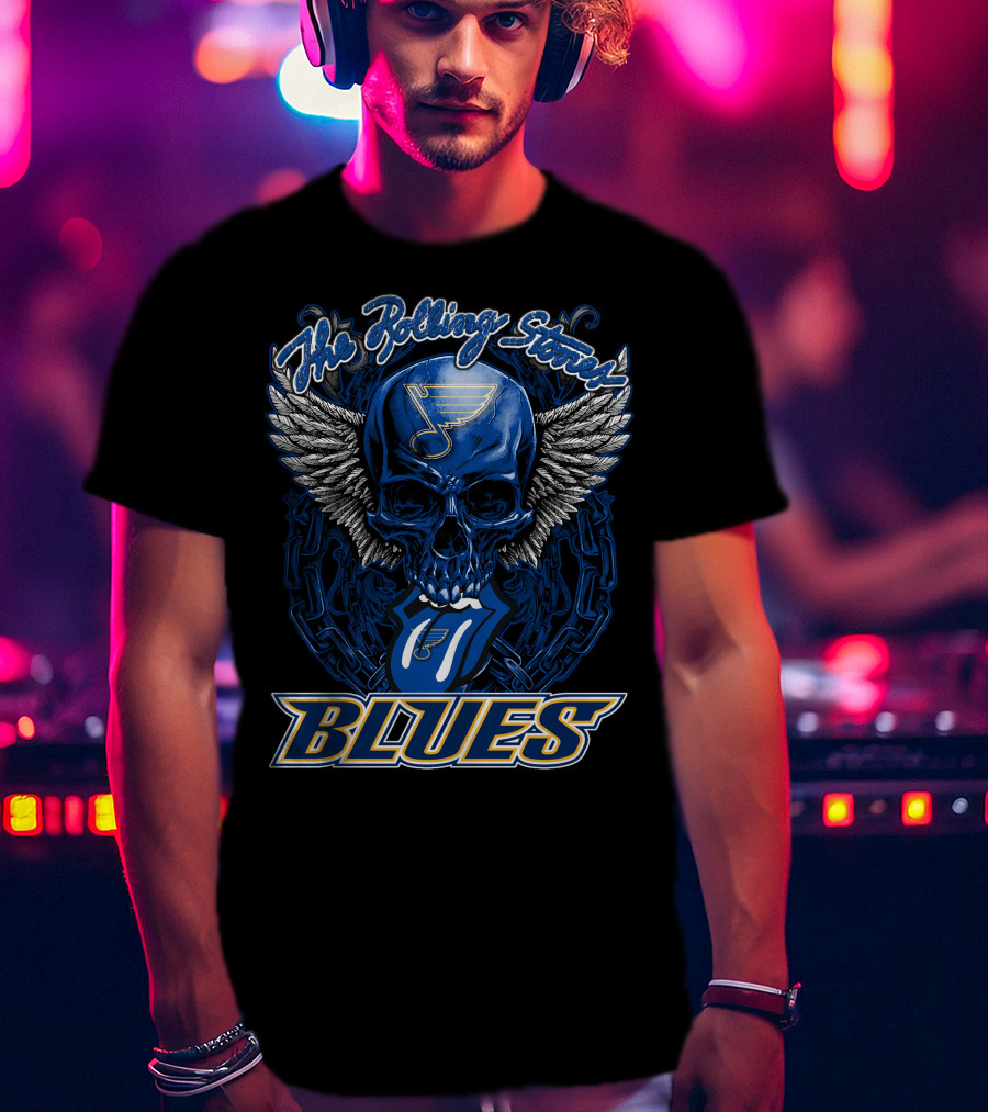 The Rolling Stones St. Louis Blues Skull Wings Tongue T-Shirt