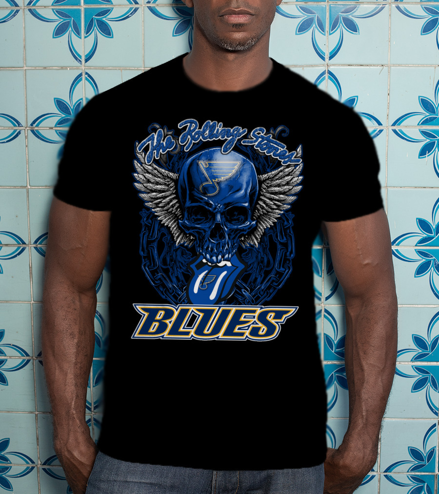 The Rolling Stones St. Louis Blues Skull Wings Tongue T-Shirt