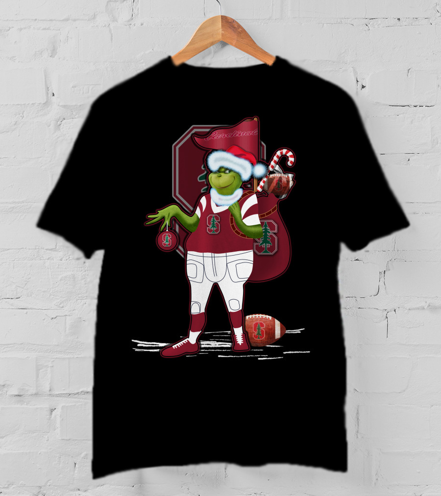 Grinchxmas Stanford Cardinal Christmas Football Santa Grinch T-Shirt