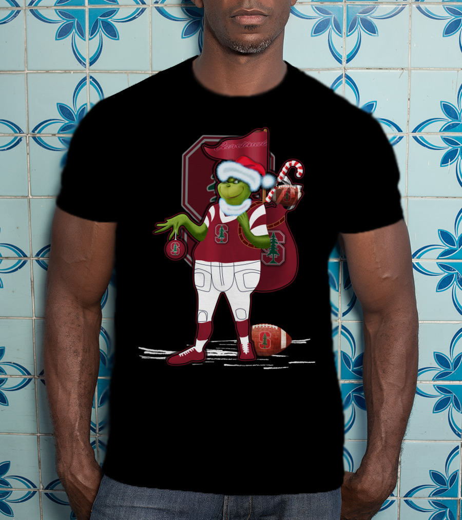 Grinchxmas Stanford Cardinal Christmas Football Santa Grinch T-Shirt