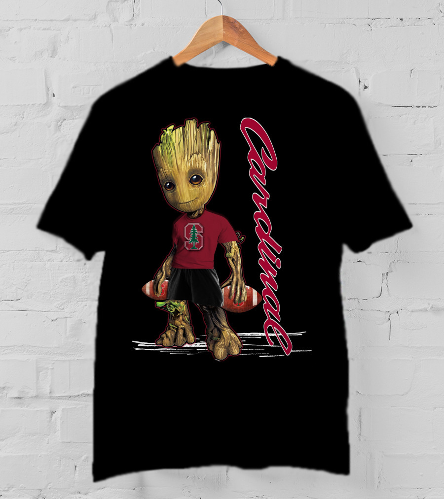 Groot Stanford Cardinal Football Character With Tree Logo And Cardinal Text T-Shirt