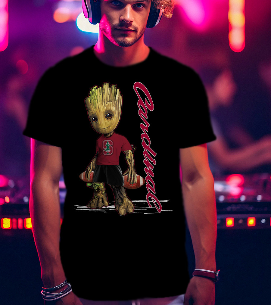 Groot Stanford Cardinal Football Character With Tree Logo And Cardinal Text T-Shirt