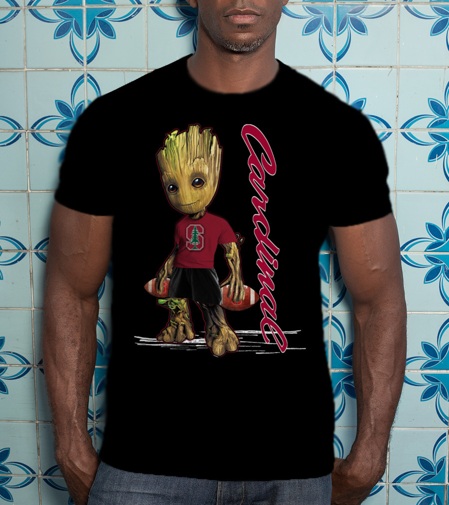 Groot Stanford Cardinal Football Character With Tree Logo And Cardinal Text T-Shirt