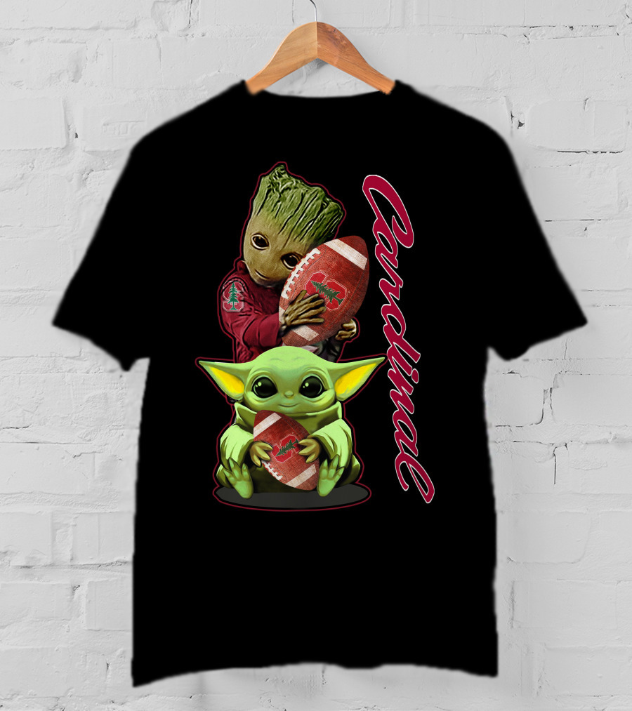 Grzd Stanford Cardinal Groot Baby Yoda Football T-Shirt
