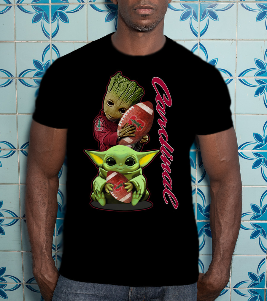 Grzd Stanford Cardinal Groot Baby Yoda Football T-Shirt