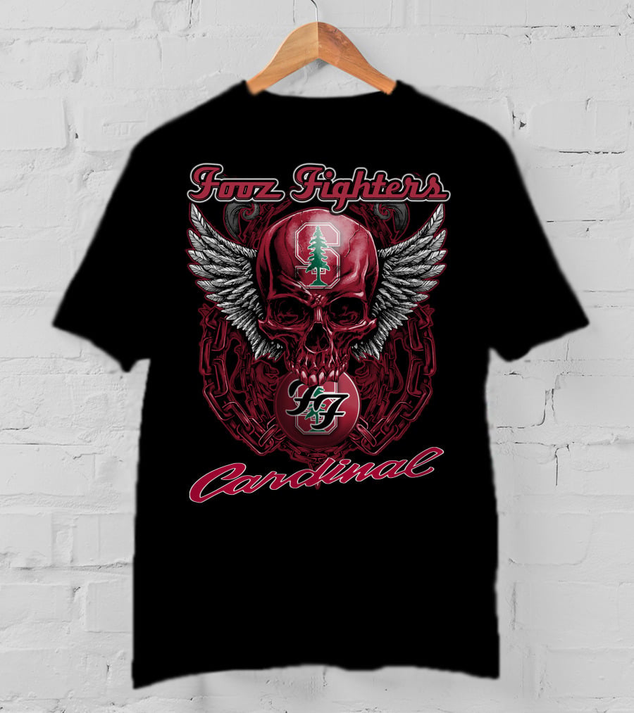 Foo Fighters Stanford Cardinal Skull Wings Chains T-Shirt