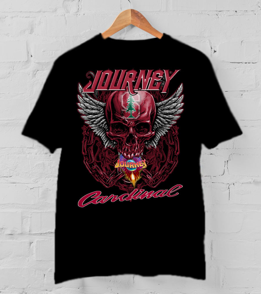 Journey Stanford Cardinal Skull Wings Flame T-Shirt
