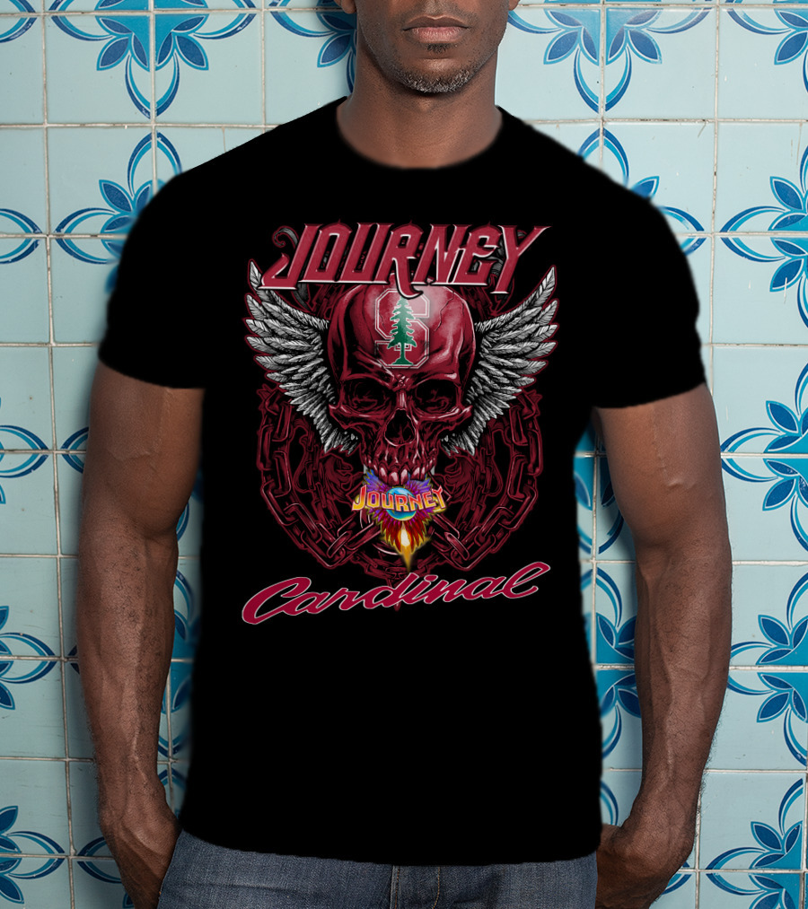 Journey Stanford Cardinal Skull Wings Flame T-Shirt