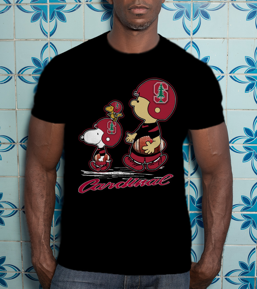 Snpfootball Stanford Cardinal Peanuts Characters Football Helmets T-Shirt