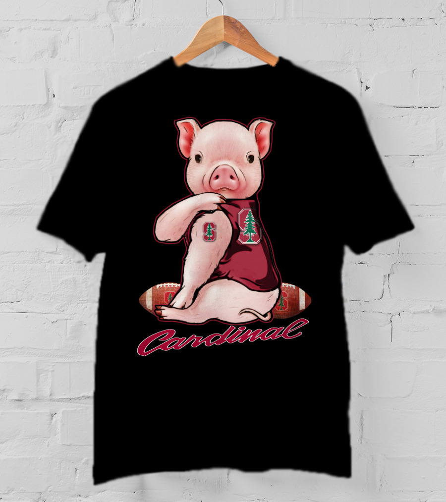 Stanford Cardinal Pig With Football And Tree T-Shirt