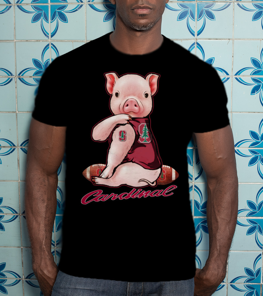Stanford Cardinal Pig With Football And Tree T-Shirt