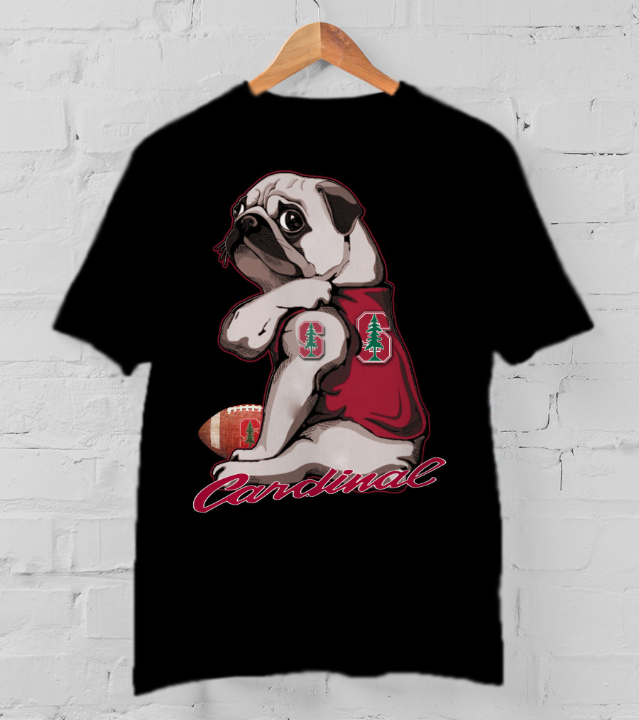 Pug Cardinal Stanford Football Tree T-Shirt