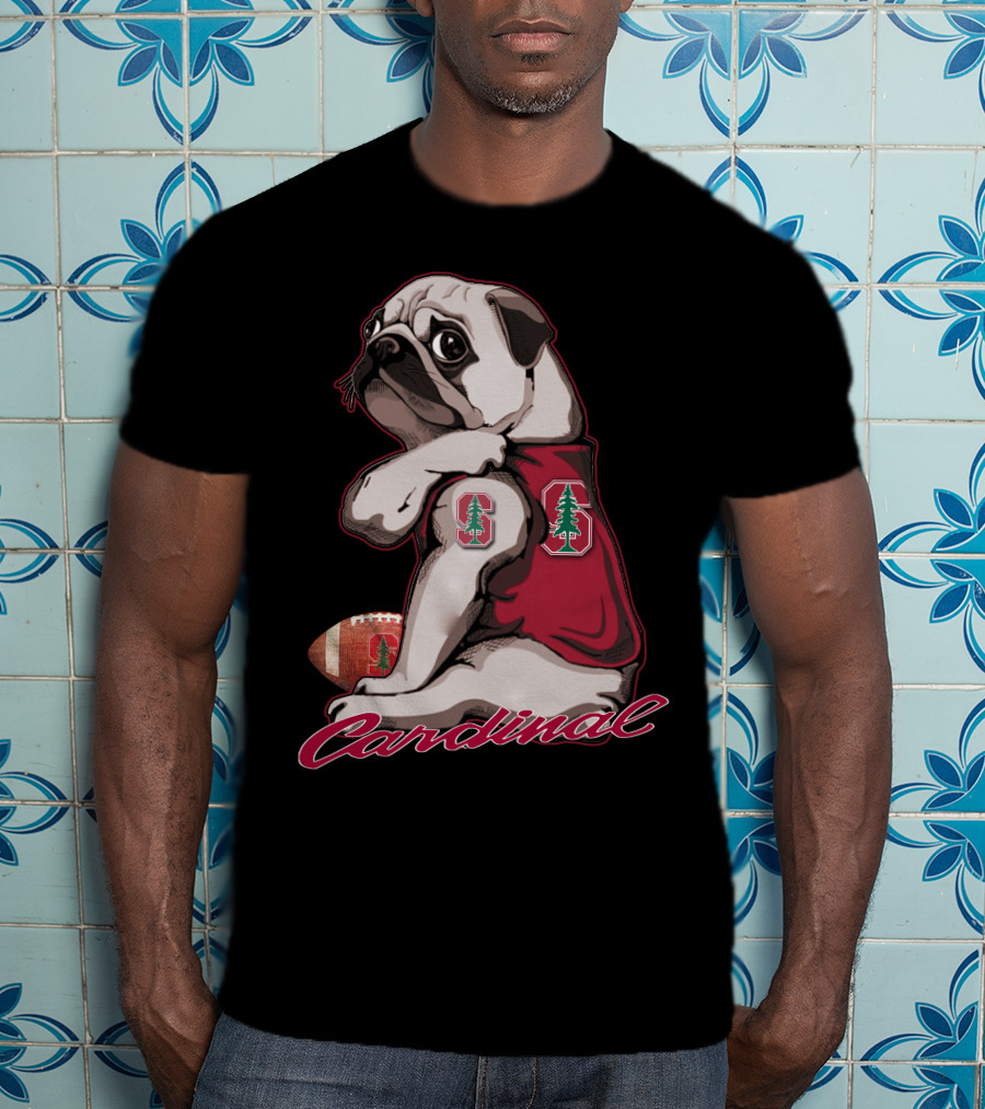 Pug Cardinal Stanford Football Tree T-Shirt