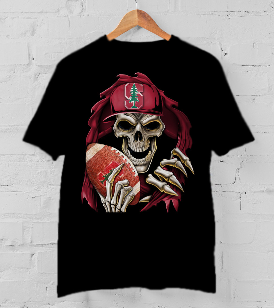 Skullbong Stanford Cardinal Skeleton Football T-Shirt