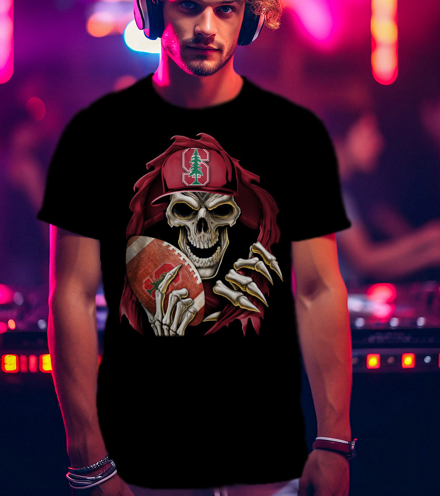 Skullbong Stanford Cardinal Skeleton Football T-Shirt