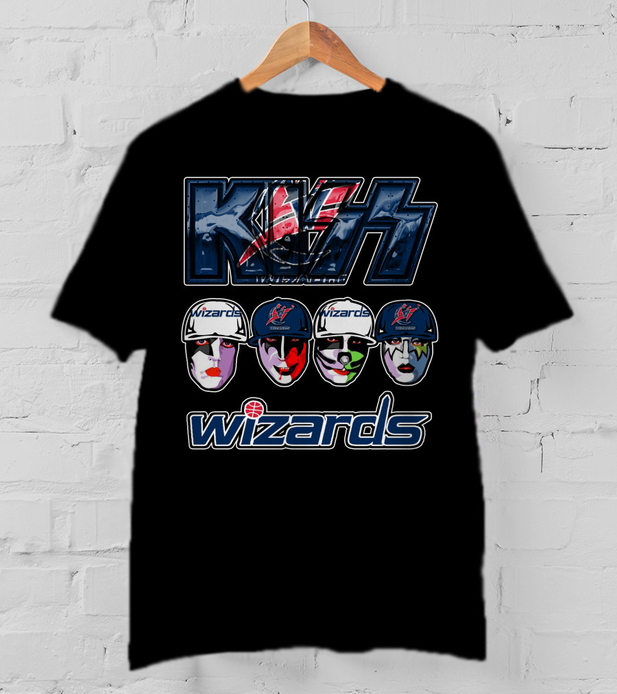 Kiss Washington Wizards Collaboration Logo Faces T-Shirt