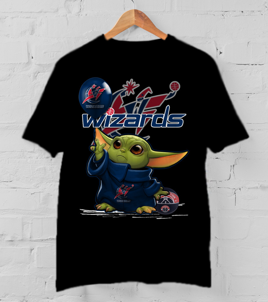 Wizards Yoda Logo Basketball Character With Washington Team Symbols T-Shirt