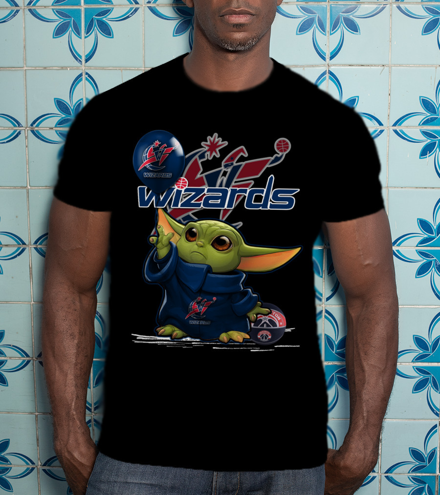 Wizards Yoda Logo Basketball Character With Washington Team Symbols T-Shirt